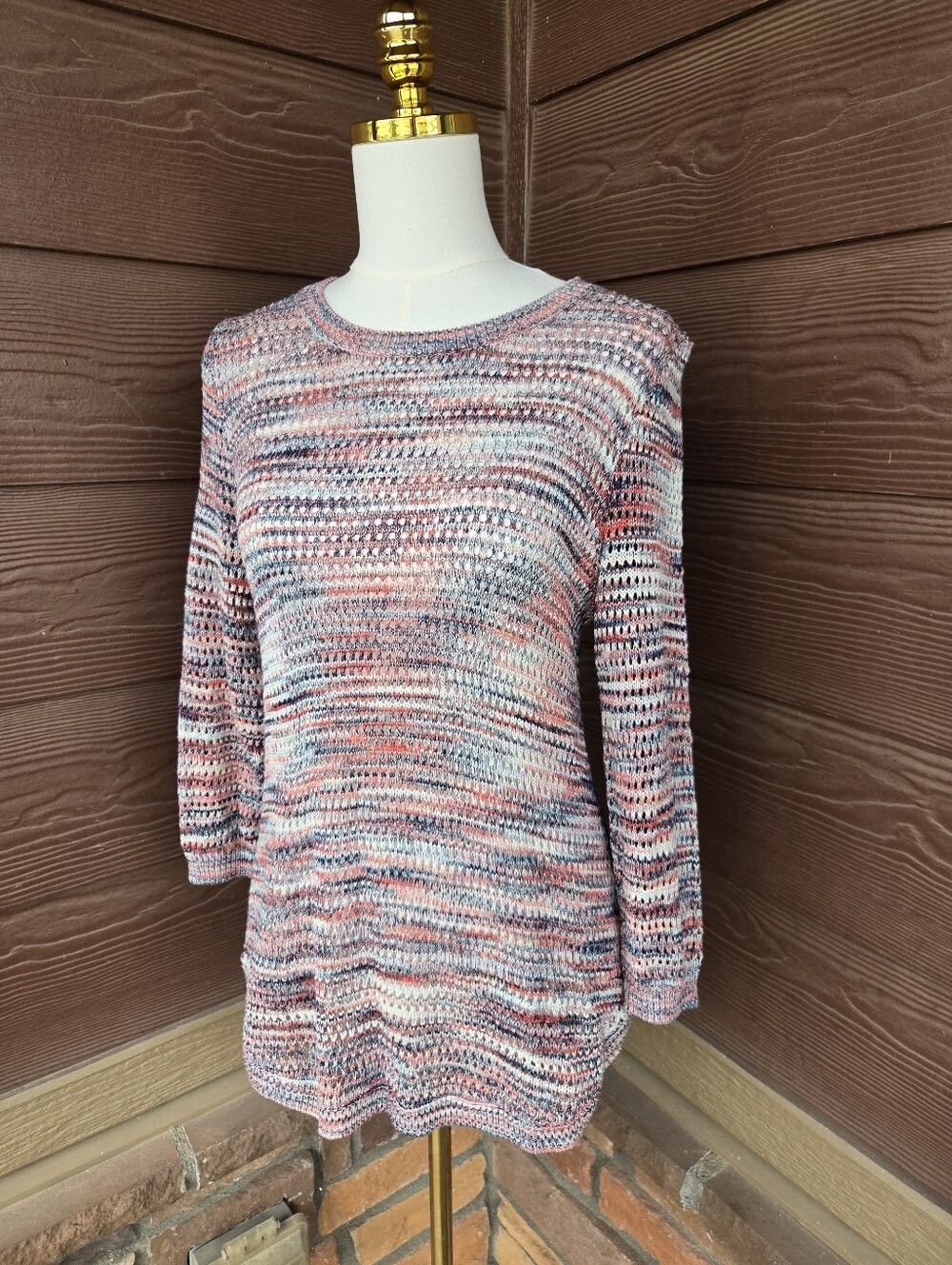 Christopher & Banks Multicolor Open‑Knit Sweater – Women’s Medium